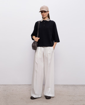 Brunello Cucinelli Чорне поло з контрастним коміром M0T63EJ115