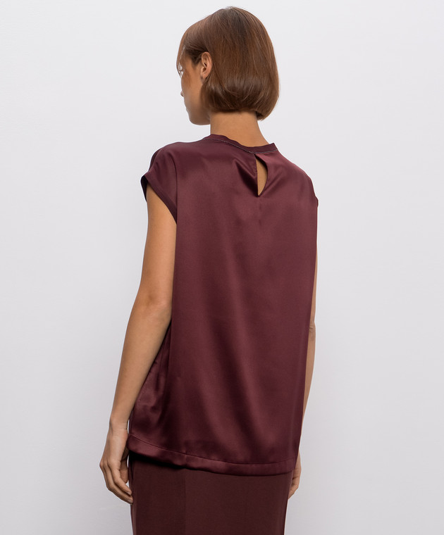 Brunello Cucinelli Бордовий топ із шовку MPC59EH500 зображення 4