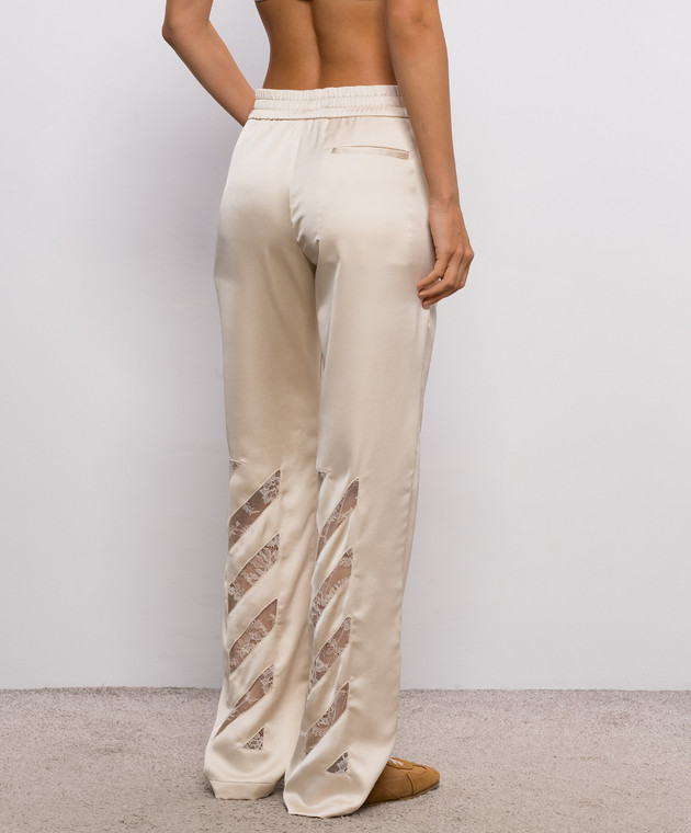 Off-White Бежевые спортивные брюки с кружевом 2FH00650B изображение 4