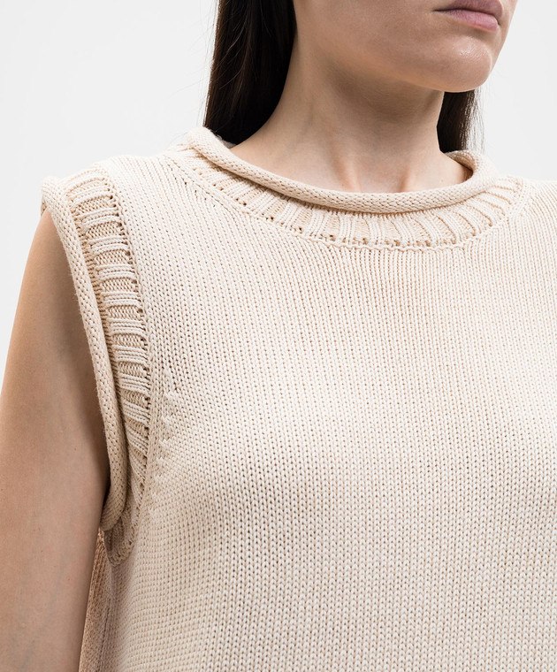 Loulou de Saison Бежевий жилет Effy з льону та шовку EFFY зображення 5