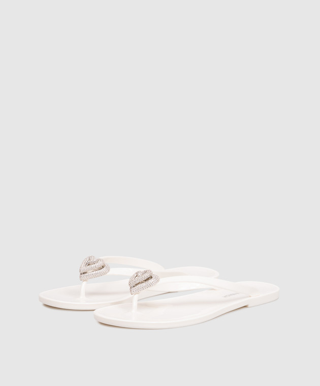 Mach&Mach Белые шлепанцы Double Heart S088805GUM изображение 2