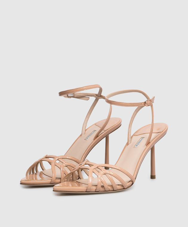 Le Silla Бежеві шкіряні лаковані босоніжки BELLA 6642A080L3PPGSL зображення 2