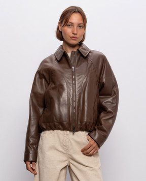 Brunello Cucinelli Коричневая кожаная куртка с цепочкой мониль MPNMO7638P