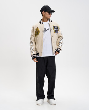 Off-White Бежевий бомбер Lion з вовною 44MEH053F5F002