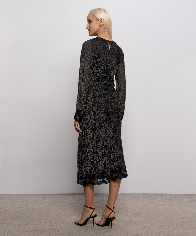 Ermanno Scervino Черное платье в цветочный узор D492Q361APWVX изображение 3