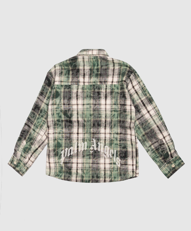 Palm Angels Детская зеленая рубашка в клетку F6PAJBSI132 изображение 2