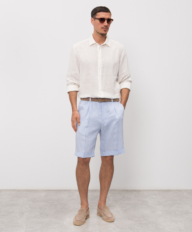 Herno Блакитні шорти з льону з відворотами PT000191U17158 зображення 2