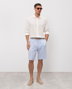 Herno Блакитні шорти з льону з відворотами PT000191U17158