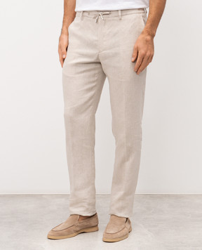 Stefano Ricci Бежевые брюки из льна с логотипом M1T80A0003L0005Q