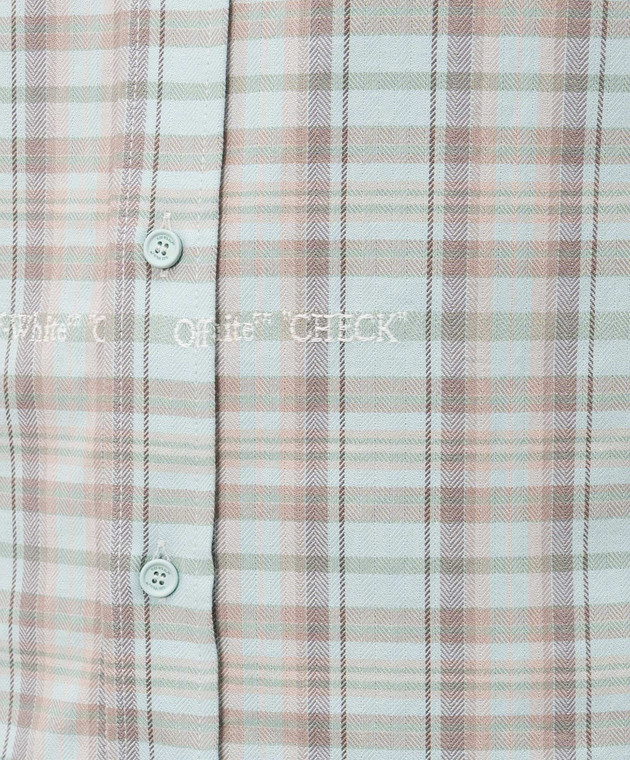 Off-White Блакитна сорочка у візерунок 44XGE04MS26F001 зображення 5