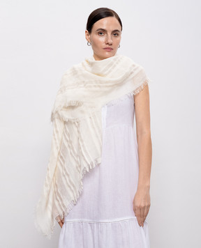 Peserico Білий шарф з льоном в смужку S31546C0CC827