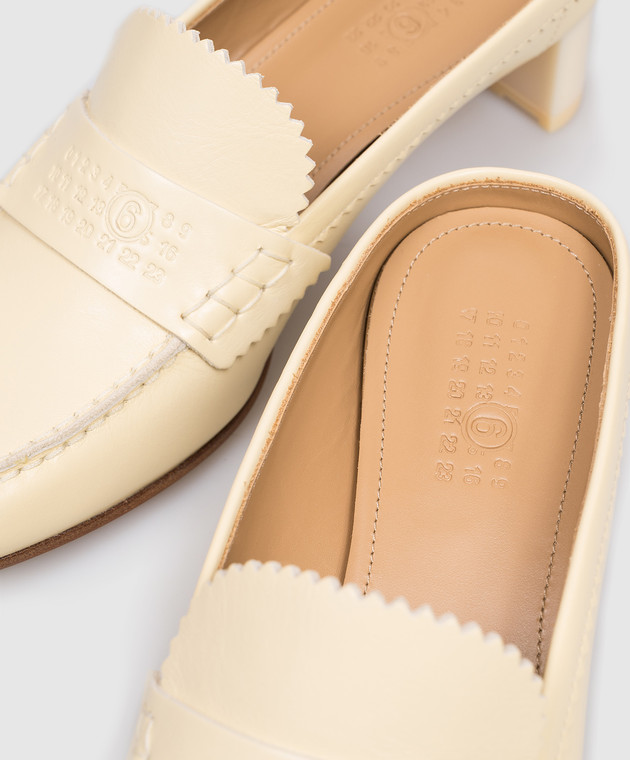 Maison Margiela MM6 Жовті шкіряні мюлі з тиснення логотипа S66WX0074P7560 зображення 5