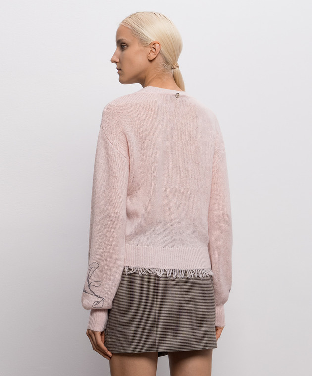 Twinset Розовый свитер с цветочной вышивкой 262AP3230 изображение 4