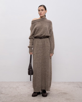 Demiur Коричневое платье макси с шерстью альпаки и кашемиром TIFF302