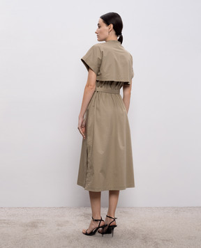 Peserico Сукня-сорочка кольору хакі з ланцюжком A02564A01979