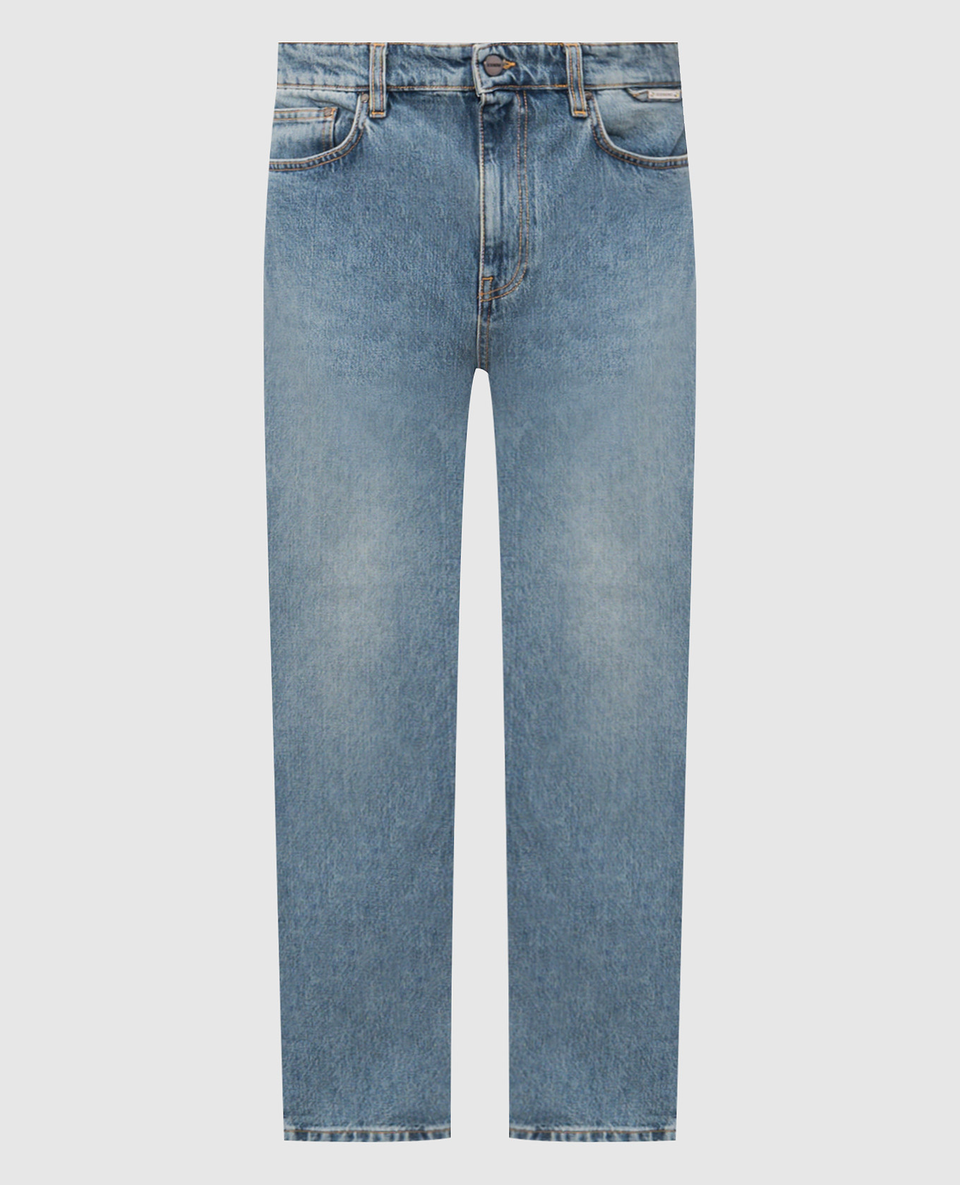 

Голубые джинсы с эффектом потрети, Голубой, Прямые джинсы