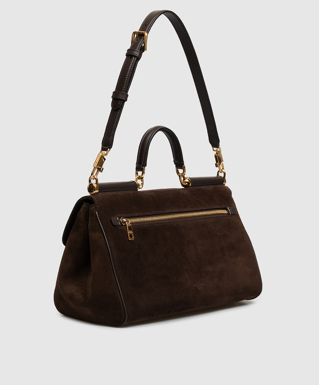 Dolce&Gabbana Коричнева замшева сумка My Sicily з логотипом BB7782BO903 зображення 3