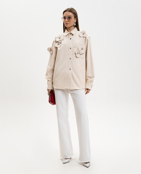 David Koma Бежевая рубашка с цветочной аппликацией RE26DK111DT