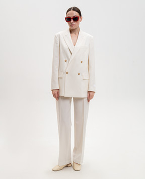 Maison Margiela MM6 Білий двобортний жакет з вовною S52BN0144M35436