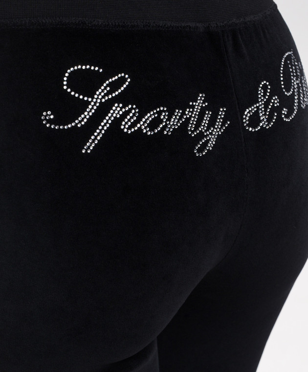 Sporty & Rich Черные велюровые спортивные штаны с кристаллами PA06771326BA01 изображение 5