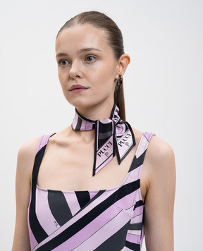 PUCCI Чорна стрічка твіллі із шовку в брендовий принт 5UGB115UC02