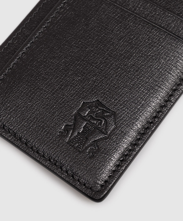 Brunello Cucinelli Чорний шкіряний картхолдер з тисненням логотипа MWRLBU435 зображення 3