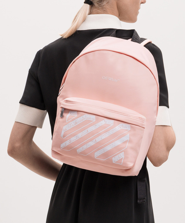 Off-White Детский розовый рюкзак с брендовым принтом OGNB001S26FAB001 изображение 2