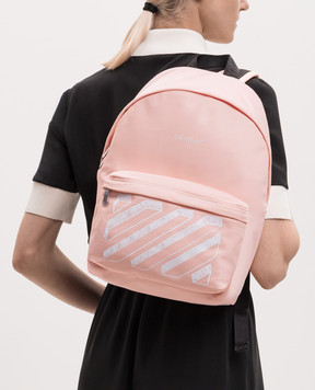 Off-White Детский розовый рюкзак с брендовым принтом OGNB001S26FAB001