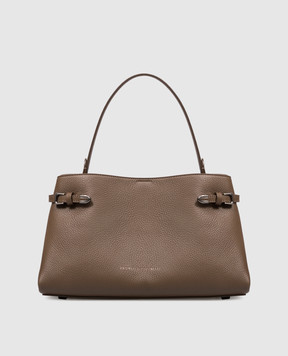 Brunello Cucinelli Коричневая кожаная сумка с тиснением логотипа MBDKB2820