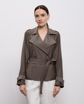 Peserico Коричневий укорочений тренч з ланцюжком моніль A25126A01939