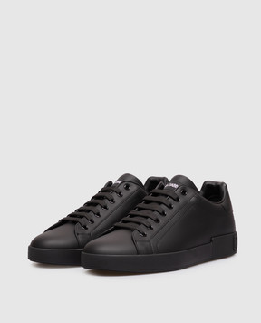 Dolce&Gabbana Черные кожаные кроссовки Portofino CS1772A1065