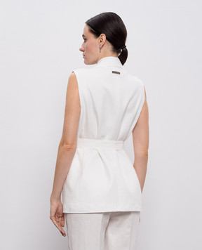 Peserico Белый жилет из льна с поясом A03028A02606