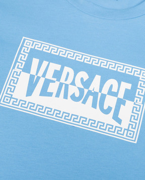 Versace Дитяча блакитна футболка з принтом логотипа 10185701A16958