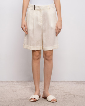 Peserico Шорти кольору айворі з патчем та ланцюжком P0432102647