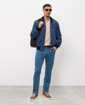 Stefano Ricci Синяя куртка с леном и шелком в виндзорской клетке MZJ6100050DN29HA