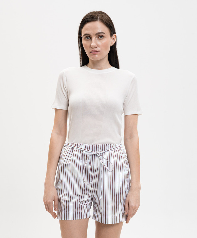 Loulou de Saison Белая футболка AVALYN в рубчик AVALYNLDS изображение 3