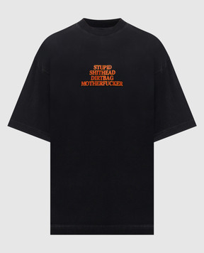 Vetements Черная футболка с контрастным принтом ME76TR221B