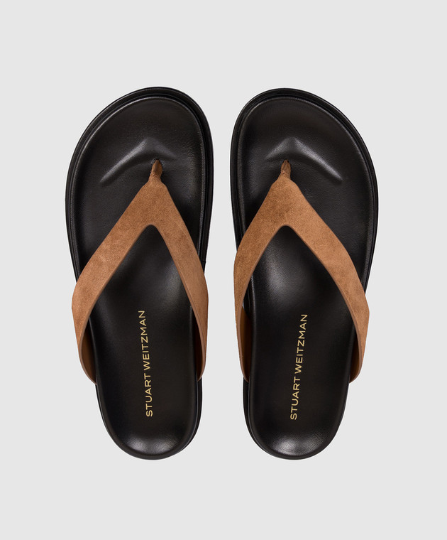 Stuart Weitzman Коричневі замшеві шльопанці Marykate SN813 зображення 4