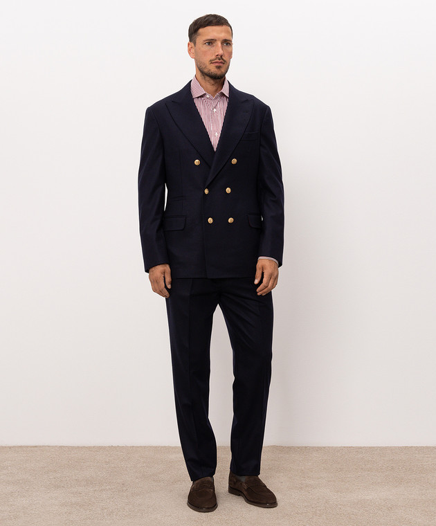 Brunello Cucinelli Синий костюм из шерсти M038PLDPHG изображение 3