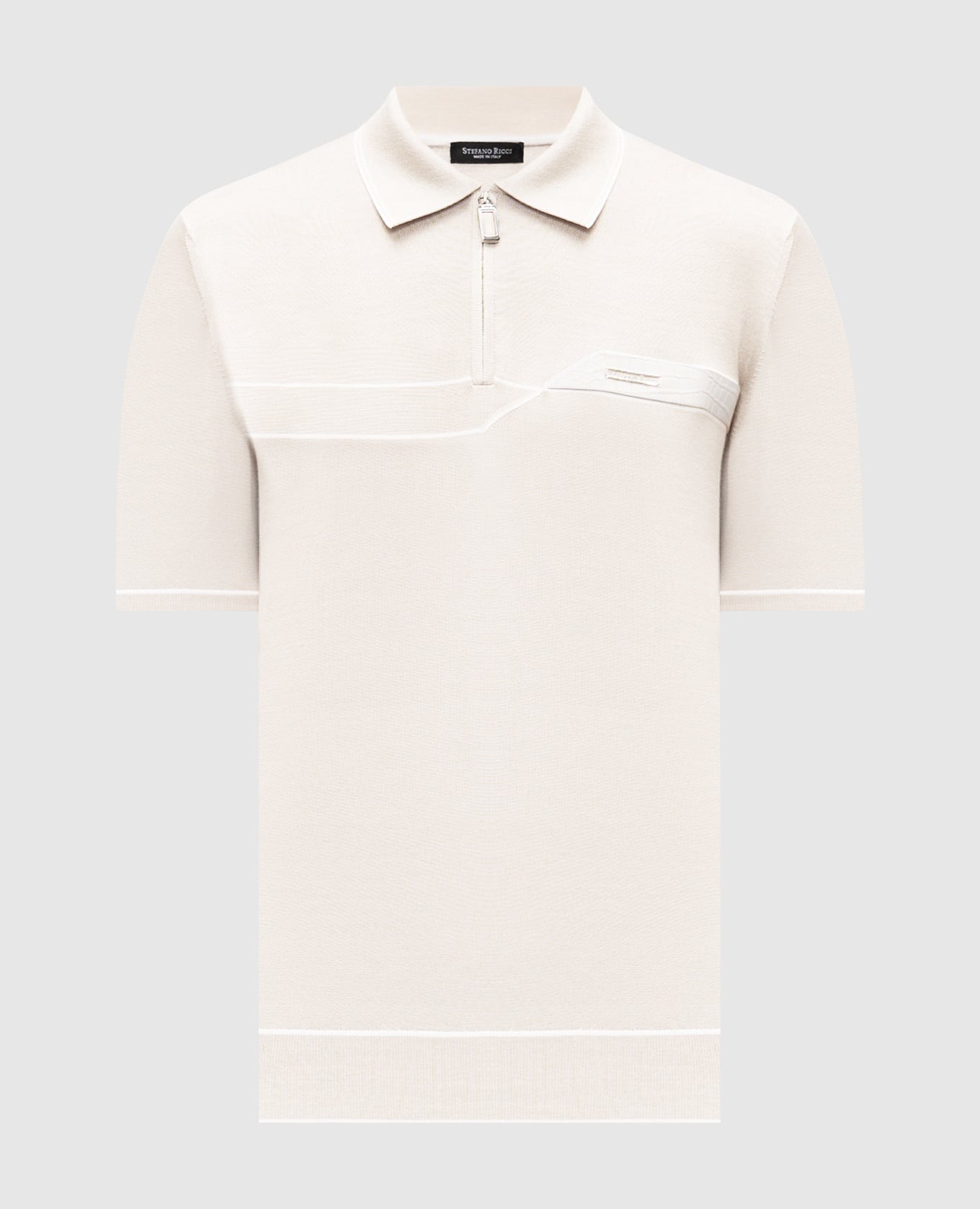 Белое поло из шелка с логотипом