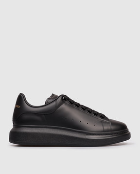 Alexander McQueen Чорні шкіряні кросівки з логотипом 553680WWAAN