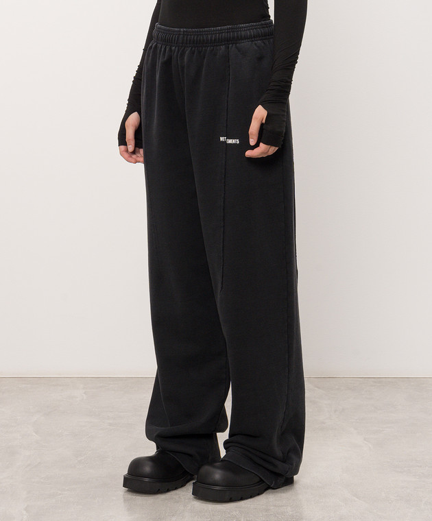 Vetements Чорні спортивні штани з принтом логотипа MH27SP192B зображення 3