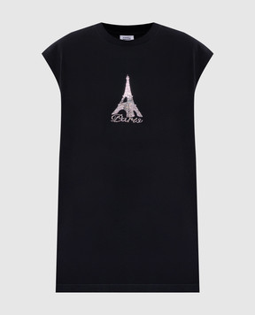 Vetements Черная футболка Paris без рукавов ME76TR198B