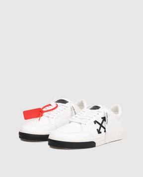 Off-White Белые кожаные кроссовки Vulc Low с эмблемой OMIA293C99LEA002