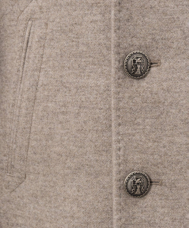 Brunello Cucinelli Сіре двобортне пальто з кашеміру MT4017008K зображення 5