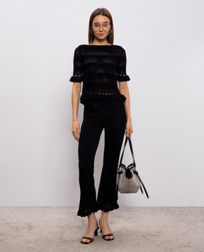 Twinset Чорний ажурний топ з логотипом 261TP3082