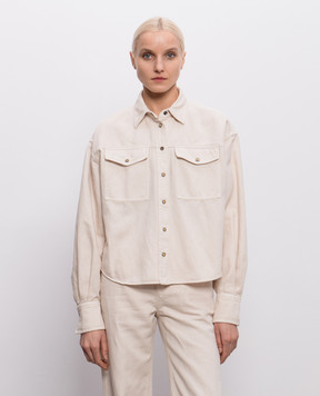 Brunello Cucinelli Бежевая джинсовая рубашка с льном ML996NC206