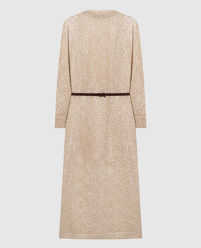 Brunello Cucinelli Бежева сукня з мохером з паєтками MRG562A90