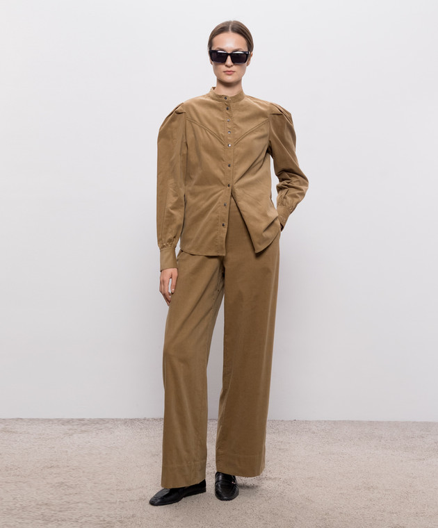 Twinset Коричневая бархатная рубашка 262AQ2040 изображение 2