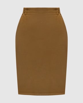 Saint Laurent Коричнева спідниця-олівець з патчем логотипа 845698Y09WJ